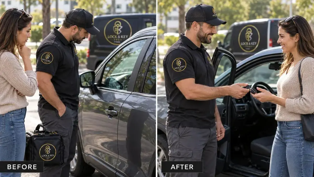Lock & Key Pros automotive locksmith providing authorized car lockout service in Tarzana, California