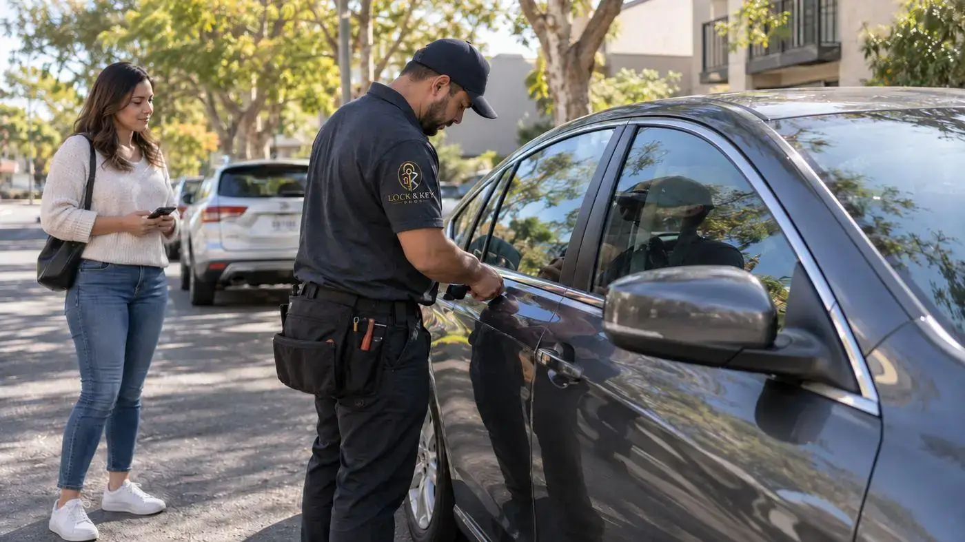 Lock & Key Pros automotive locksmith providing authorized car lockout service in Tarzana, California